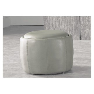 Pouf rond BUFFALINO en cuir de buffle (gamme de cuir de buffle), gris clair