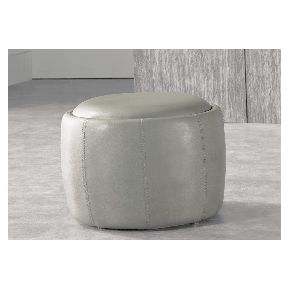 Pouf rond BUFFALINO en cuir de buffle (gamme de cuir de buffle), gris clair