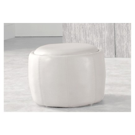 Pouf rond BUFFALINO en cuir de buffle (gamme de cuir de buffle), blanc