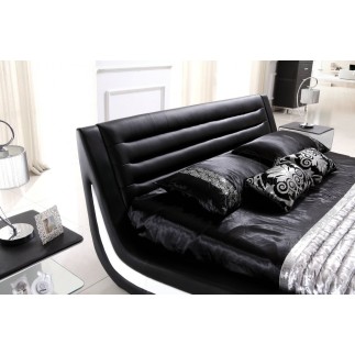 Lit en cuir italien de luxe NOCTURA, noir