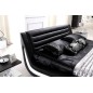 Lit en cuir italien de luxe NOCTURA, noir, 140x190
