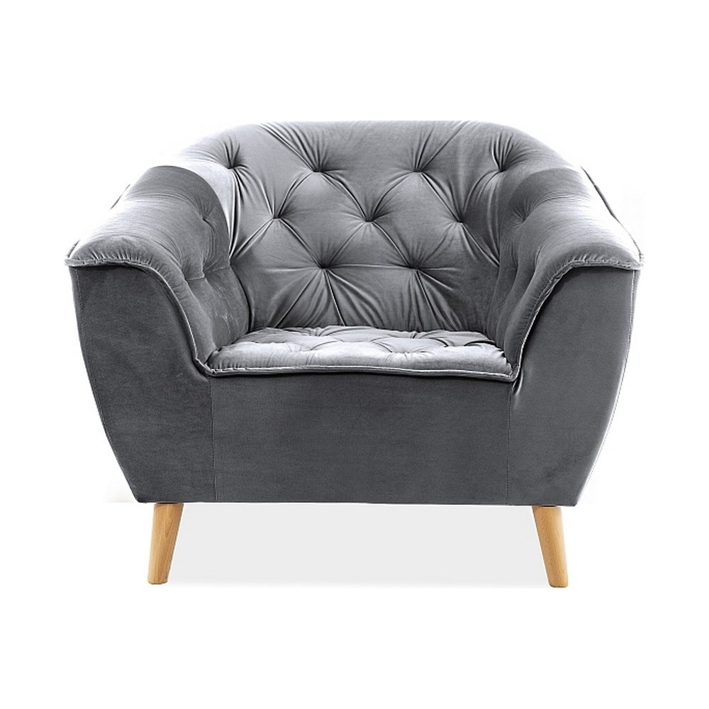Fauteuil 1 place GALLERY en tissu de qualité, couleur gris