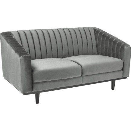 Canapé ASINI 2 places en tissu de qualité, couleur gris