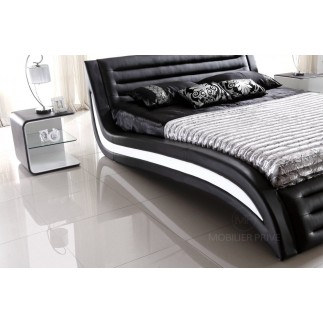 Lit en cuir italien de luxe NOCTURA, noir