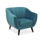 Fauteuil ELSA 1 place en tissu de qualité, couleur turquoise