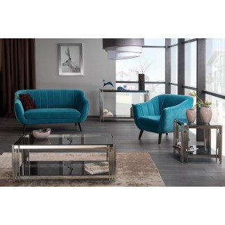 Canapé ELSA 2 places en tissu de qualité, couleur turquoise
