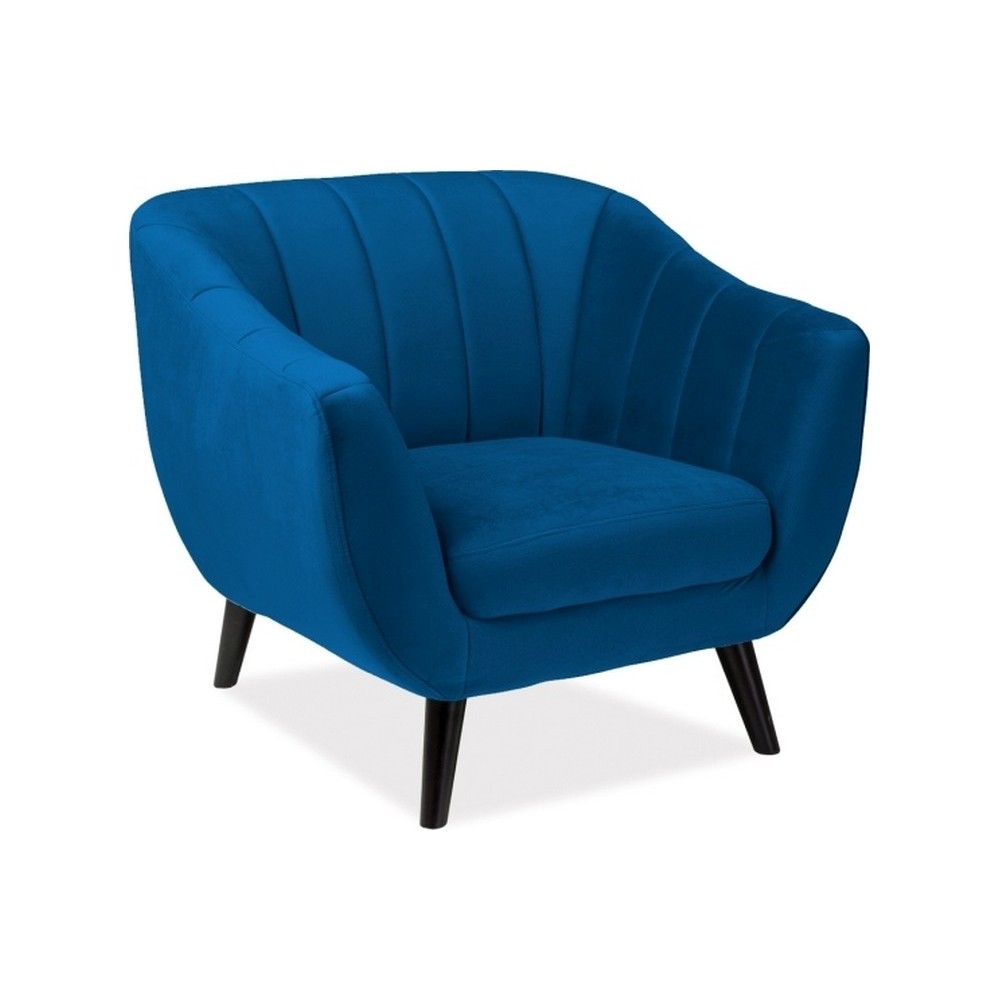 Fauteuil ELSA 1 place en tissu de qualité, couleur bleu foncé