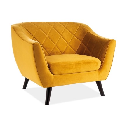 Fauteuil MONTINI 1 place en tissu de qualité, couleur curry