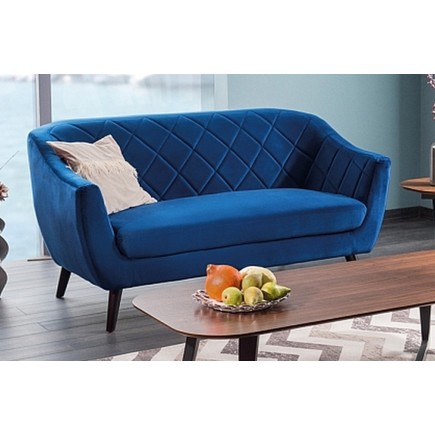 Canapé MONTINI 2 places en tissu de qualité, couleur bleu foncé