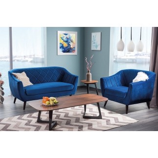 Canapé MONTINI 2 places en tissu de qualité, couleur bleu foncé