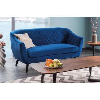 Canapé MONTINI 2 places en tissu de qualité, couleur bleu foncé
