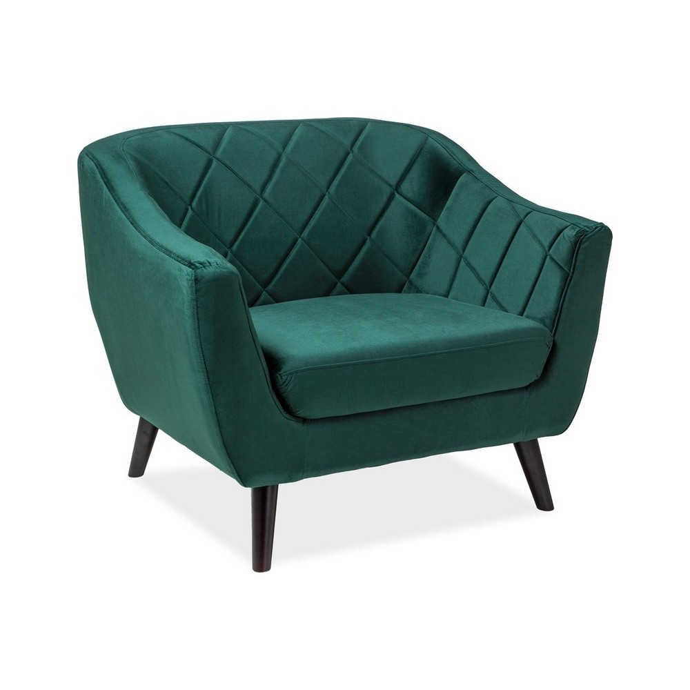 Fauteuil MONTINI 1 place en tissu de qualité, couleur vert