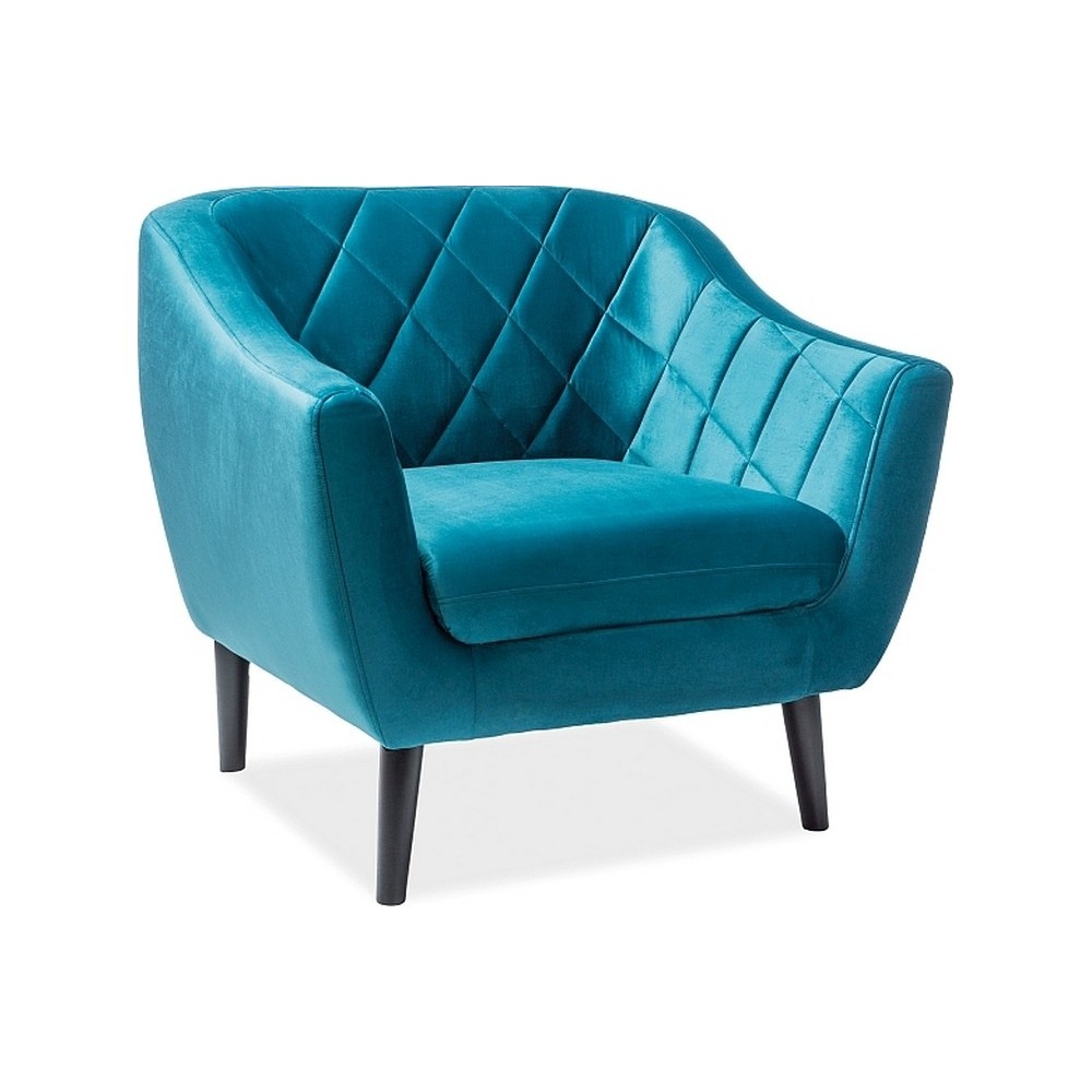 Fauteuil MONTINI 1 place en tissu de qualité, couleur turquoise