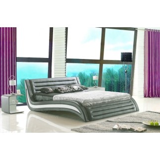 Lit en cuir italien de luxe NOCTURA, gris foncé, 160x200