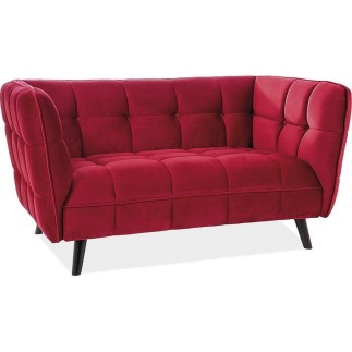 Canapé 2 places CASINI en tissu de qualité, couleur bordeaux