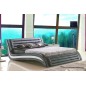 Lit en cuir italien de luxe NOCTURA, gris foncé, 180x200