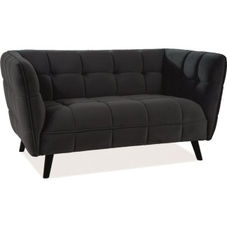 Canapé 2 places CASINI en tissu de qualité, couleur : noir