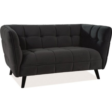 Canapé 2 places CASINI en tissu de qualité, couleur : noir