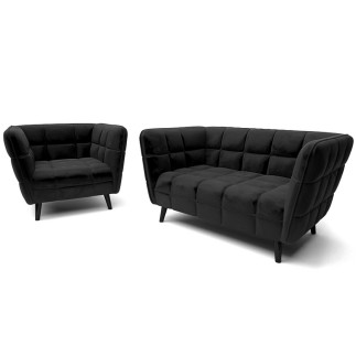 Fauteuil 1 place CASINI en tissu de qualité, couleur noir