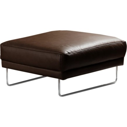 Pouf Spencer en tout cuir italien haut de gamme vachette, coloris chocolat