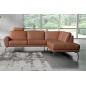 Canapé d'angle en 100% TOUT cuir italien de prestige 6/7 places SPANIA, marron cognac, angle droit