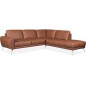 Canapé d'angle en 100% TOUT cuir italien de prestige 6/7 places SPANIA, marron cognac, angle droit