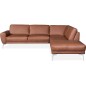 Canapé d'angle en 100% TOUT cuir italien de prestige 6/7 places SPANIA, marron cognac, angle droit