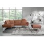 Canapé d'angle en 100% TOUT cuir italien de prestige 6/7 places SPANIA, marron cognac, angle droit