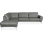 Canapé d'angle en 100% TOUT cuir italien de prestige 6/7 places SPANIA, gris, angle gauche