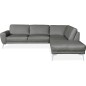 Canapé d'angle en 100% TOUT cuir italien de prestige 6/7 places SPANIA, gris, angle droit