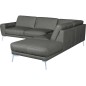 Canapé d'angle en 100% TOUT cuir italien de prestige 6/7 places SPANIA, gris, angle droit