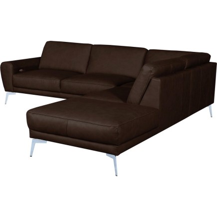 Canapé d'angle en 100% TOUT cuir italien de prestige 6/7 places SPANIA, chocolat, angle droit