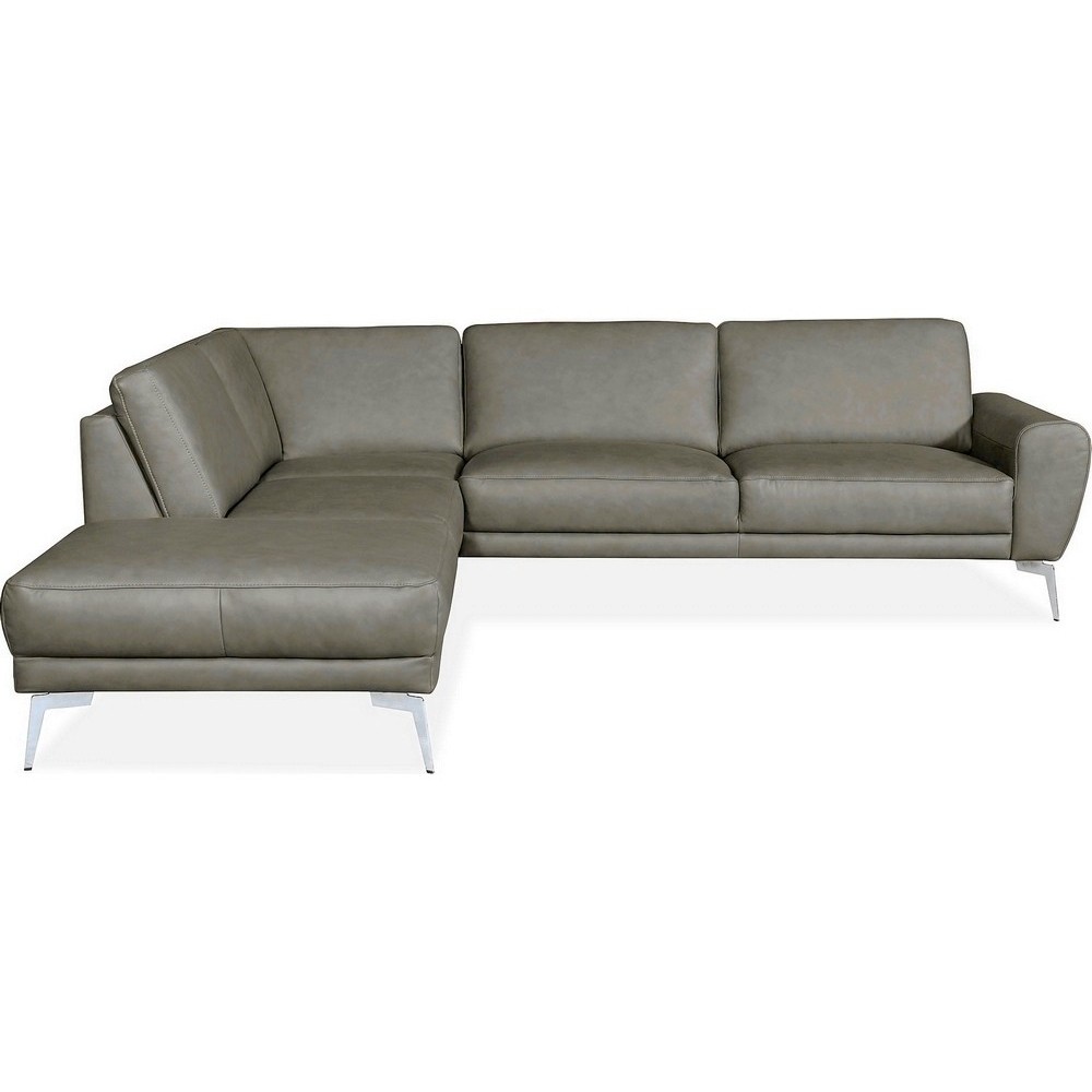 Canapé d'angle en 100% TOUT cuir italien de prestige 6/7 places SPANIA, taupe, cuir uni, angle gauche Canapé d'angle en 100% TOUT cuir italien de prestige 6/7 places SPANIA, taupe, cuir uni, angle gauche