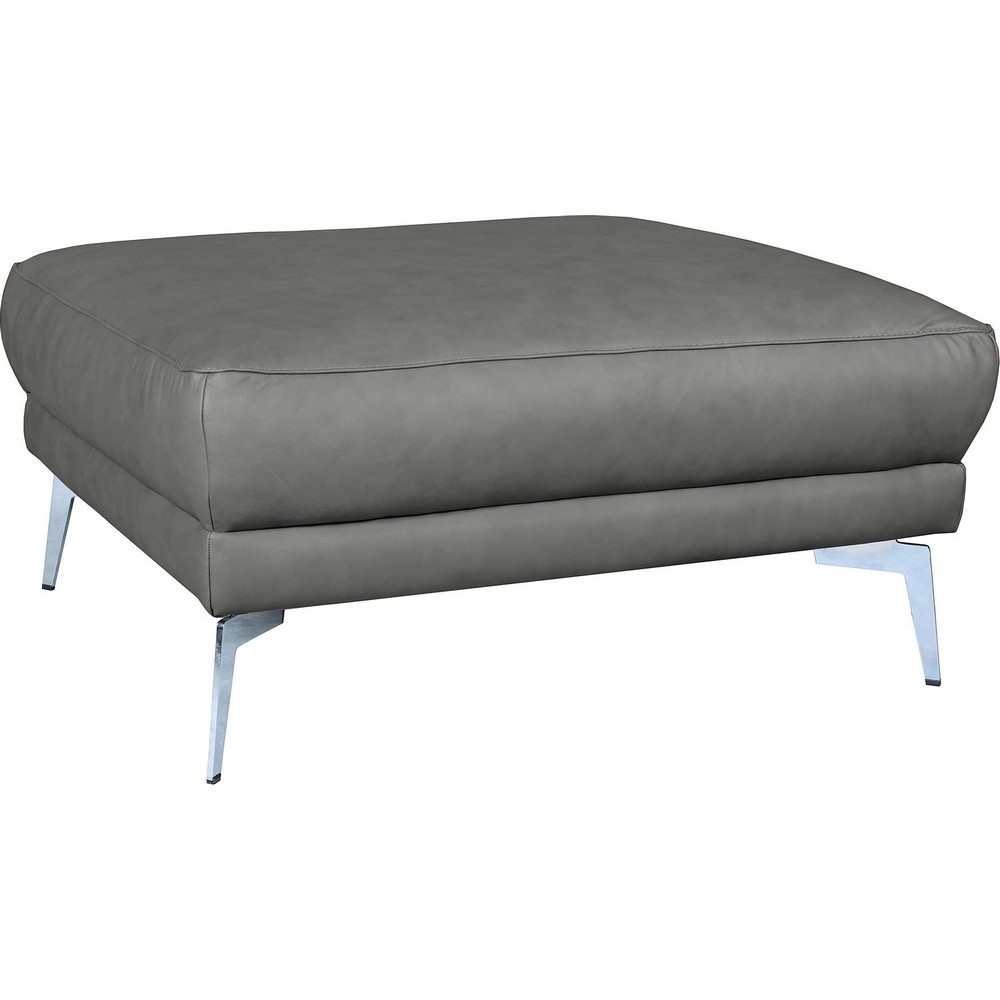 Pouf SPANIA en tout cuir italien haut de gamme vachette, coloris gris
