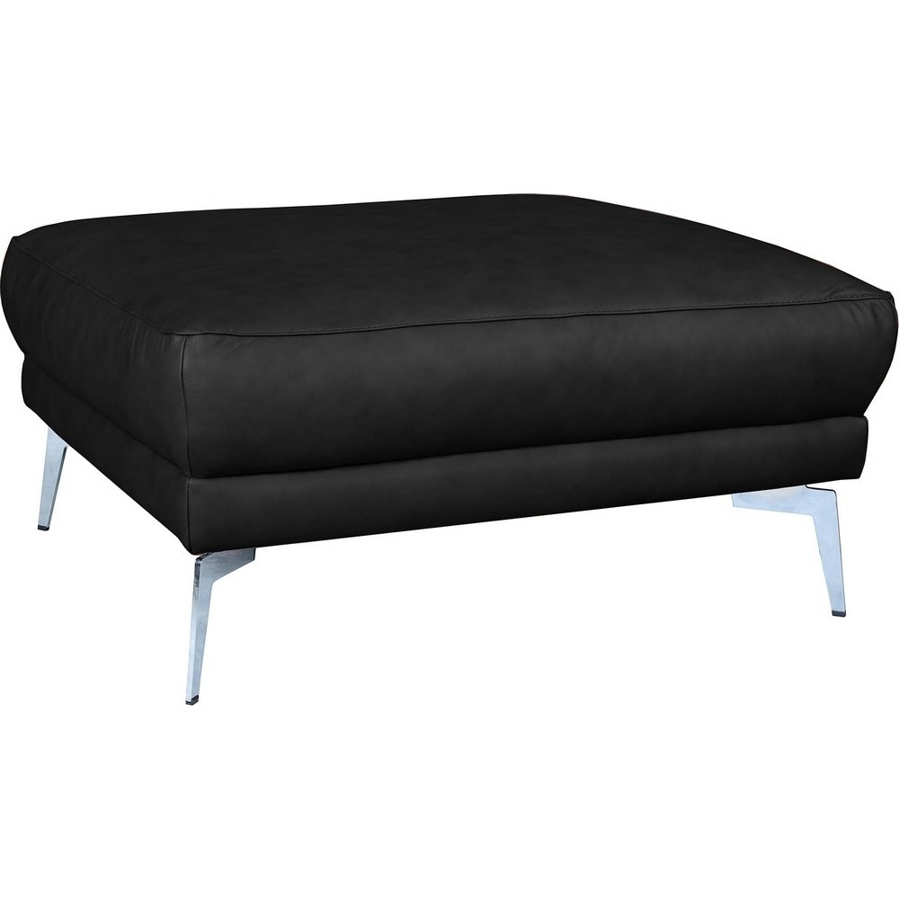 Pouf SPANIA en tout cuir italien haut de gamme vachette, coloris noir