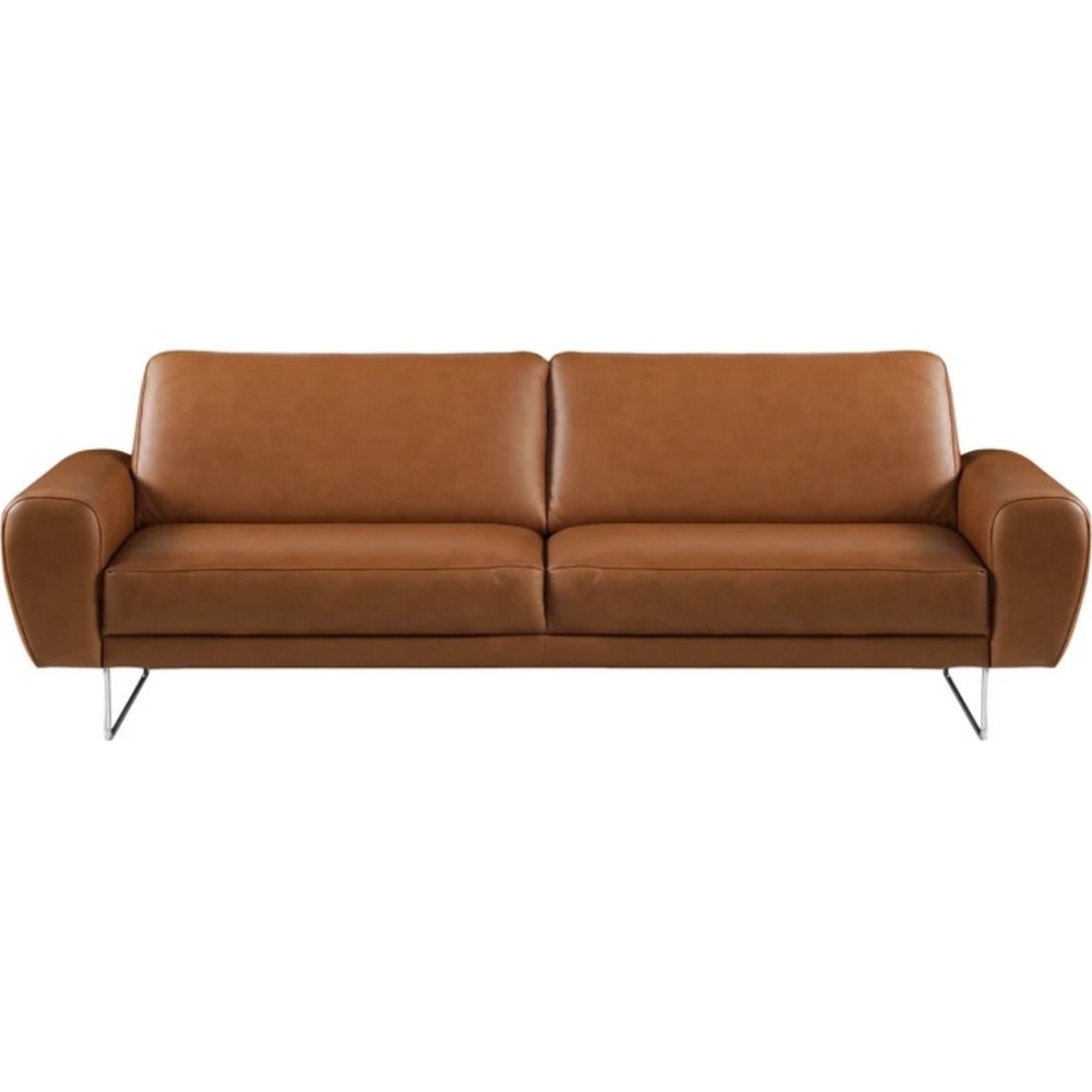 Canapé 3 places en 100% TOUT cuir italien de prestige, SPENCER, marron cognac