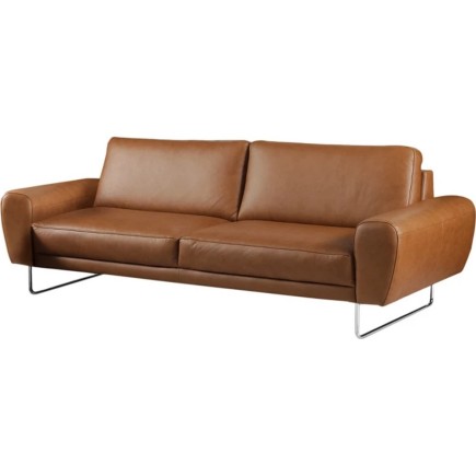 Canapé 3 places en 100% TOUT cuir italien de prestige, SPENCER, marron cognac