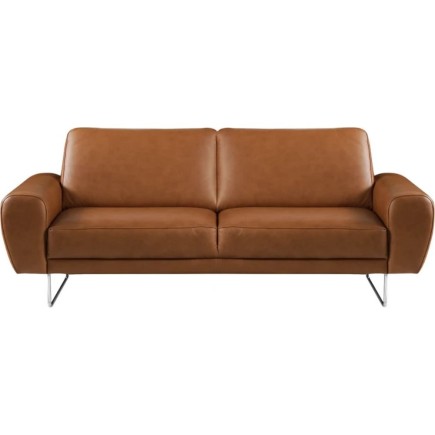 Canapé 2 places en 100% TOUT cuir italien de prestige, SPENCER, marron cognac
