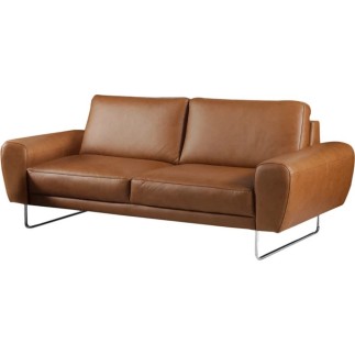 Canapé 2 places en 100% TOUT cuir italien de prestige, SPENCER, marron cognac