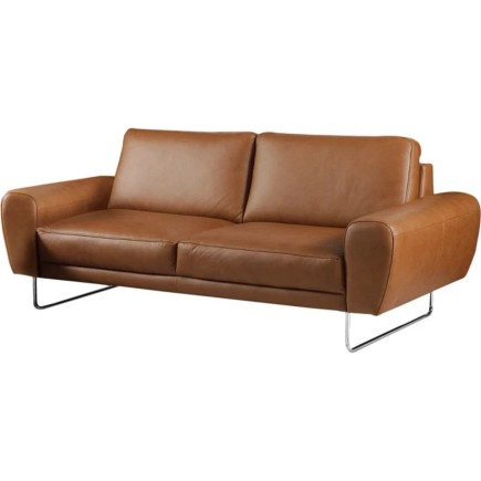 Canapé 2 places en 100% TOUT cuir italien de prestige, SPENCER, marron cognac