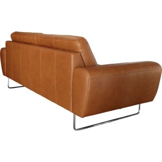 Canapé 2 places en 100% TOUT cuir italien de prestige, SPENCER, marron cognac