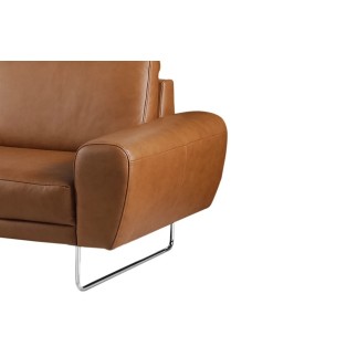 Canapé 2 places en 100% TOUT cuir italien de prestige, SPENCER, marron cognac