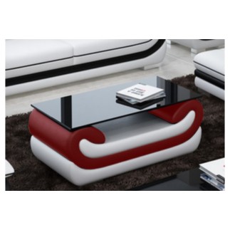 Superbe table basse CANDIDE, bordeaux et blanc