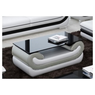 Superbe table basse CANDIDE, gris clair et blanc