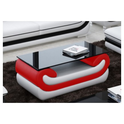 Superbe table basse CANDIDE, rouge et blanc