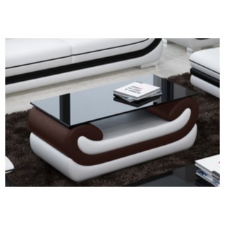 Superbe table basse CANDIDE, chocolat et blanc