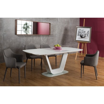 Table à manger avec rallonge, luxe ARMONA blanc 140, 140-200