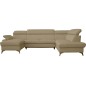 Canapé d'angle convertible en cuir italien de luxe 7/8 places WARINI avec coffre, beige, angle droit