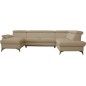 Canapé d'angle convertible en cuir italien de luxe 7/8 places WARINI avec coffre, beige, angle droit