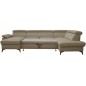 Canapé d'angle convertible en cuir italien de luxe 7/8 places WARINI avec coffre, beige, angle droit